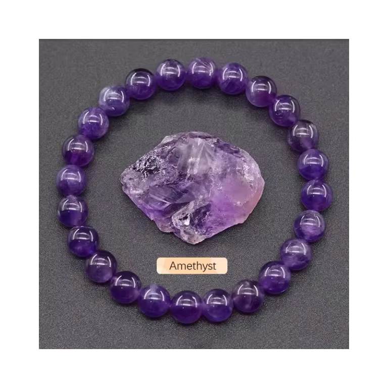 High Quality Amethyst Beaded Bracelet for Women - Natural Stone Jewelry
