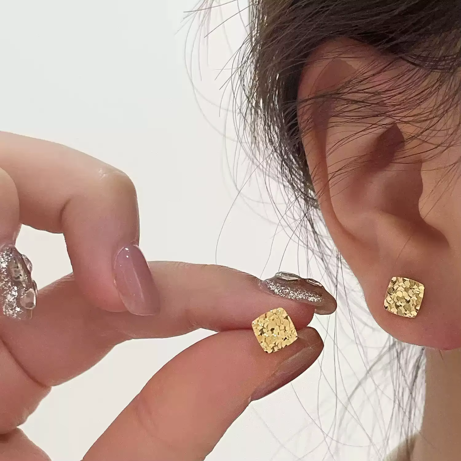 Trendy 18K Gold-Plated Square Geometric Stud Earrings for Women