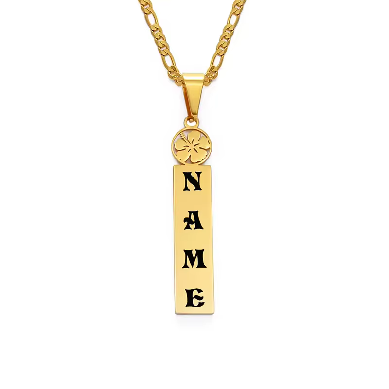 Custom Name Necklace - Stainless Steel Hawaiian Jewelry for Couples