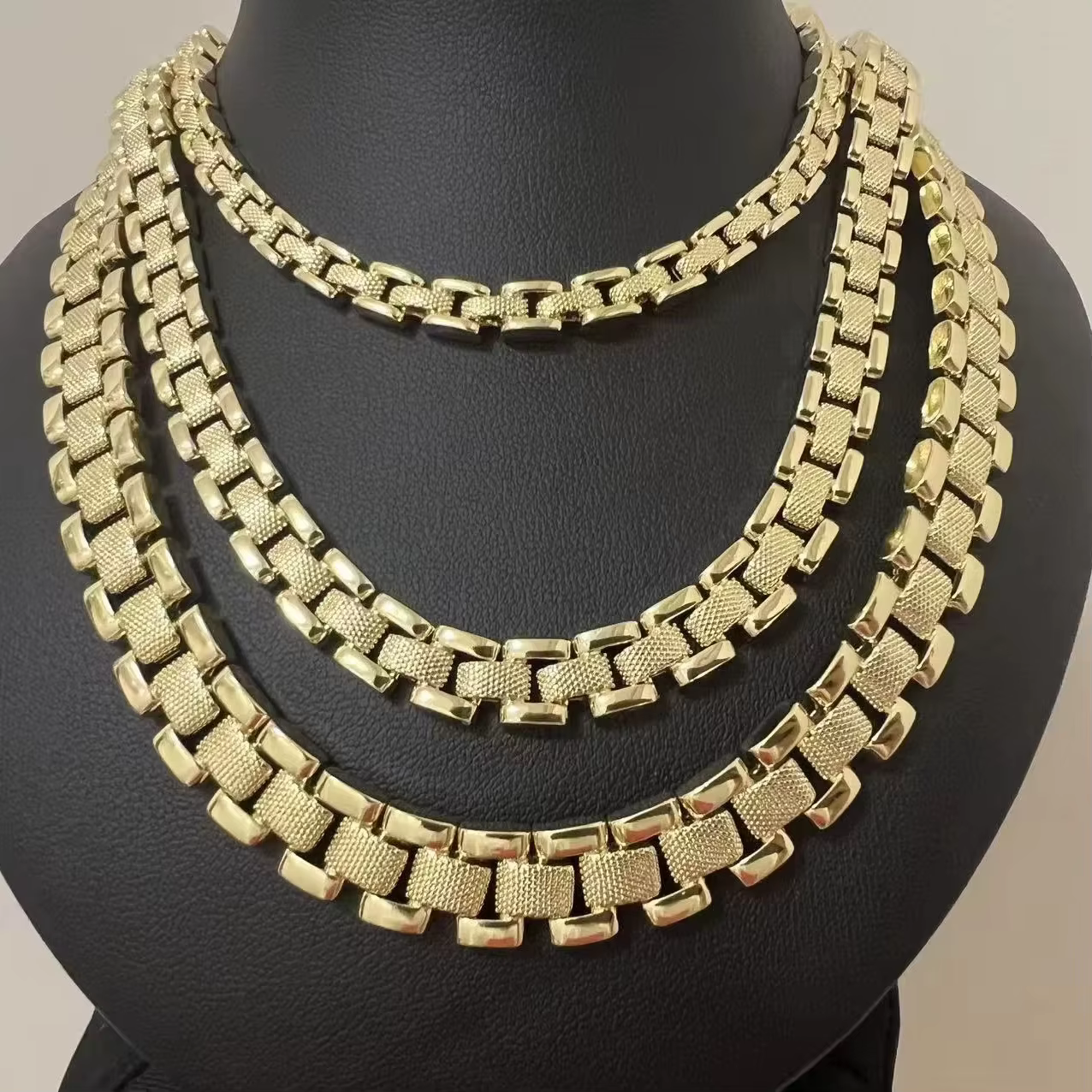 Custom Gold Plated Classic Nugget Rollie Frame Necklace - Unisex Jewelry
