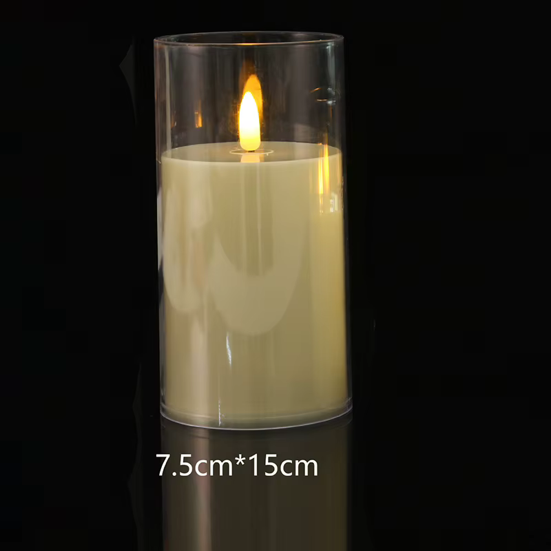 Flameless LED Candle - 7.5x15cm, Yellow, Home Decor