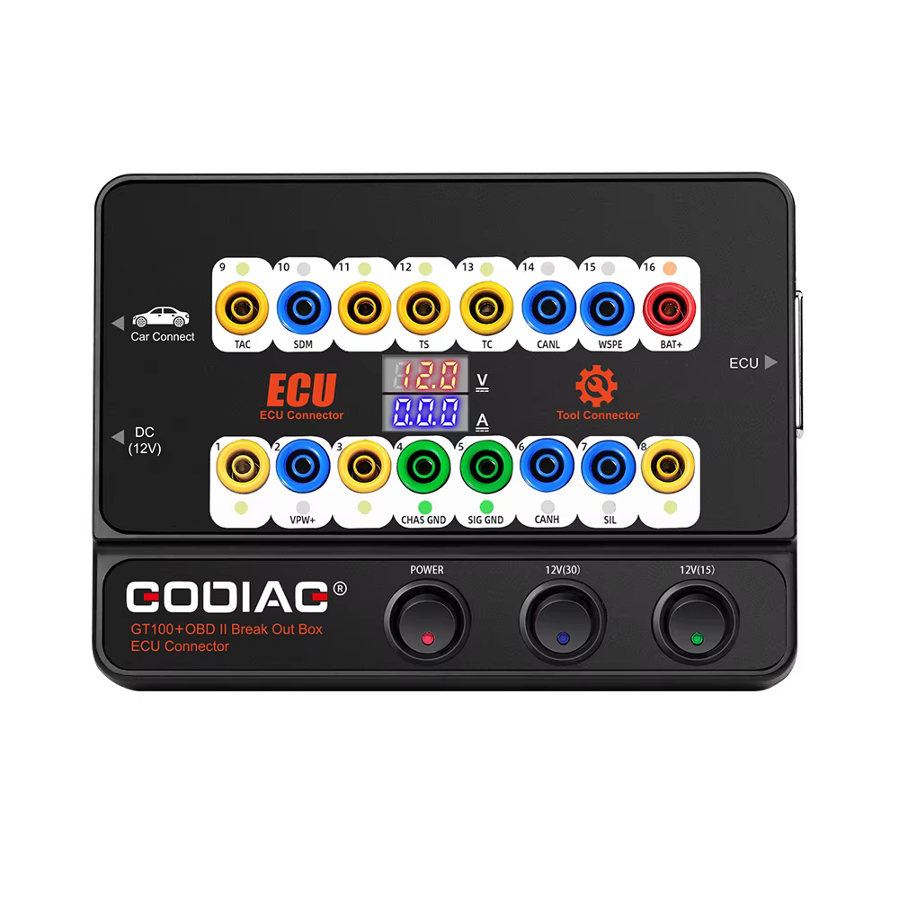 Godiag GT100+ OBDII Breakout Box ECU Connector with Voltage Display
