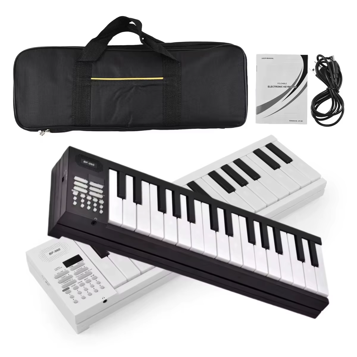 61 Key Foldable Electronic Piano with LED Display & Built-in Battery