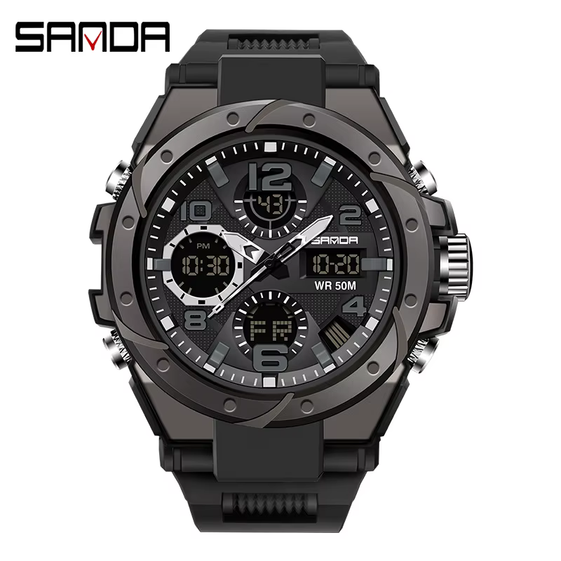 SANDA 6008 Men's Sport Digital Watch - 50M Waterproof Chronograph