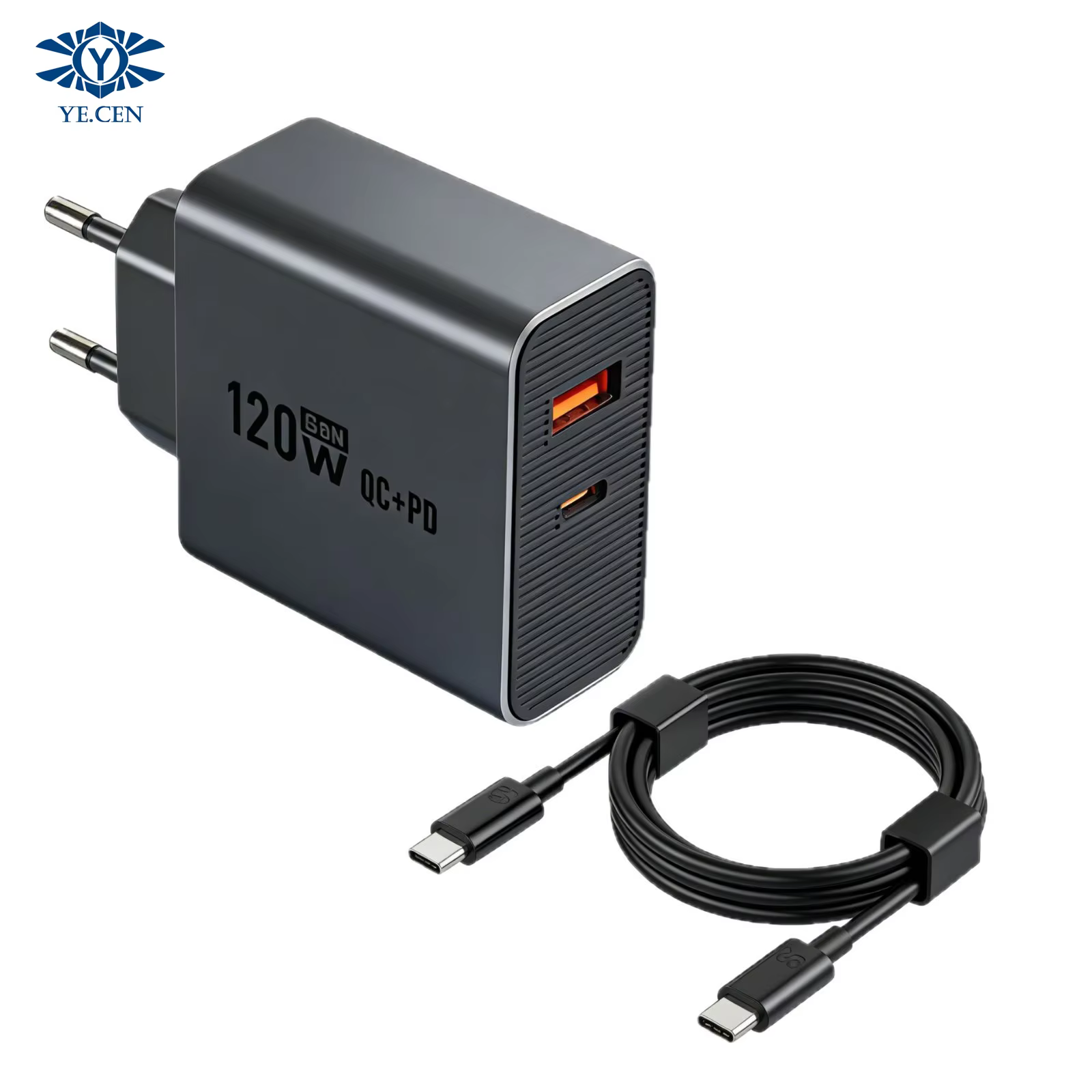 YE.CEN 120W GaN Fast Charger with Dual USB Ports