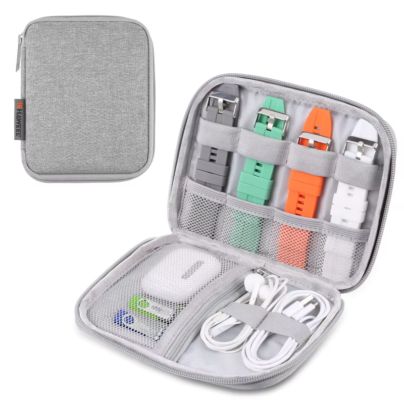 HAWEEL Watch Band Organizer & Digital Cable Storage Case - Gray