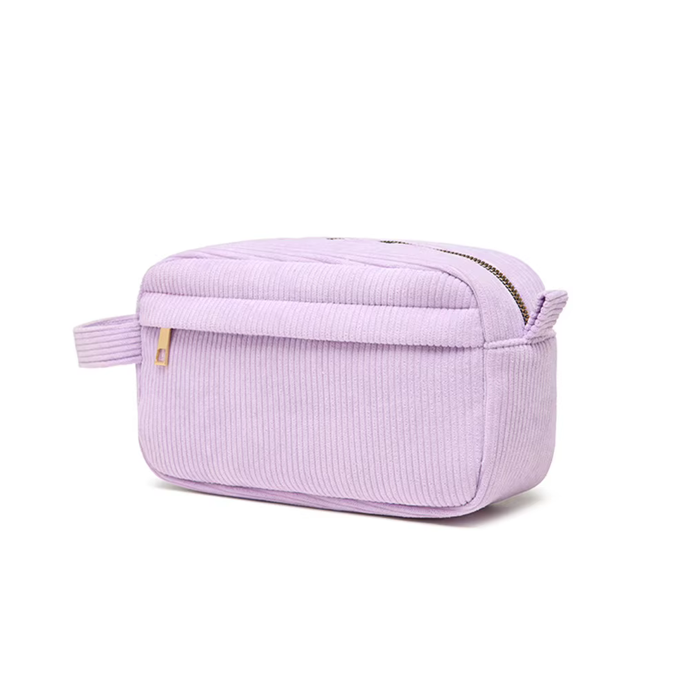 Elara Corduroy Cosmetic Bag - Soft Texture, Portable Makeup Organizer