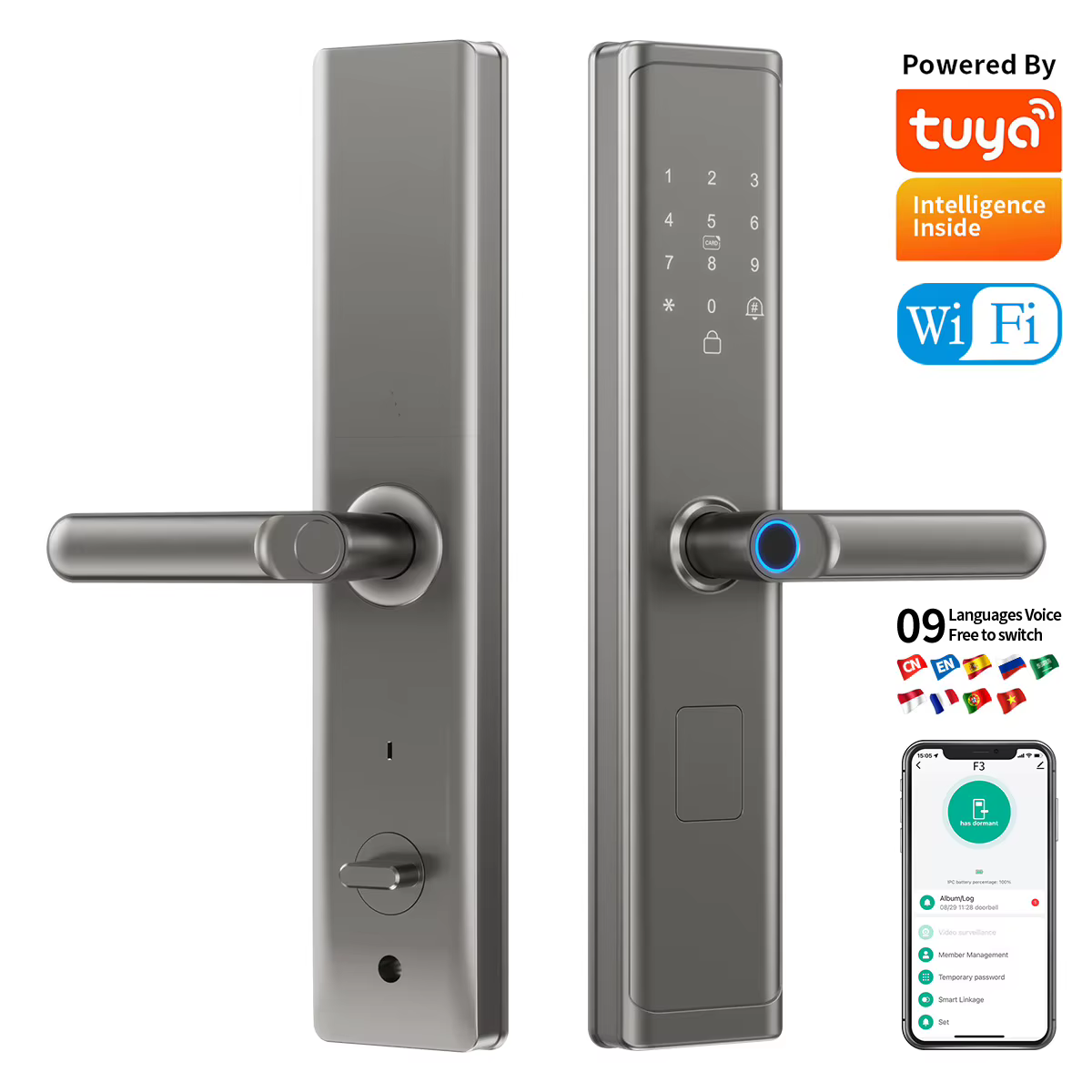 Tuya Wifi Smart Digital Lock - Fingerprint & Password Access