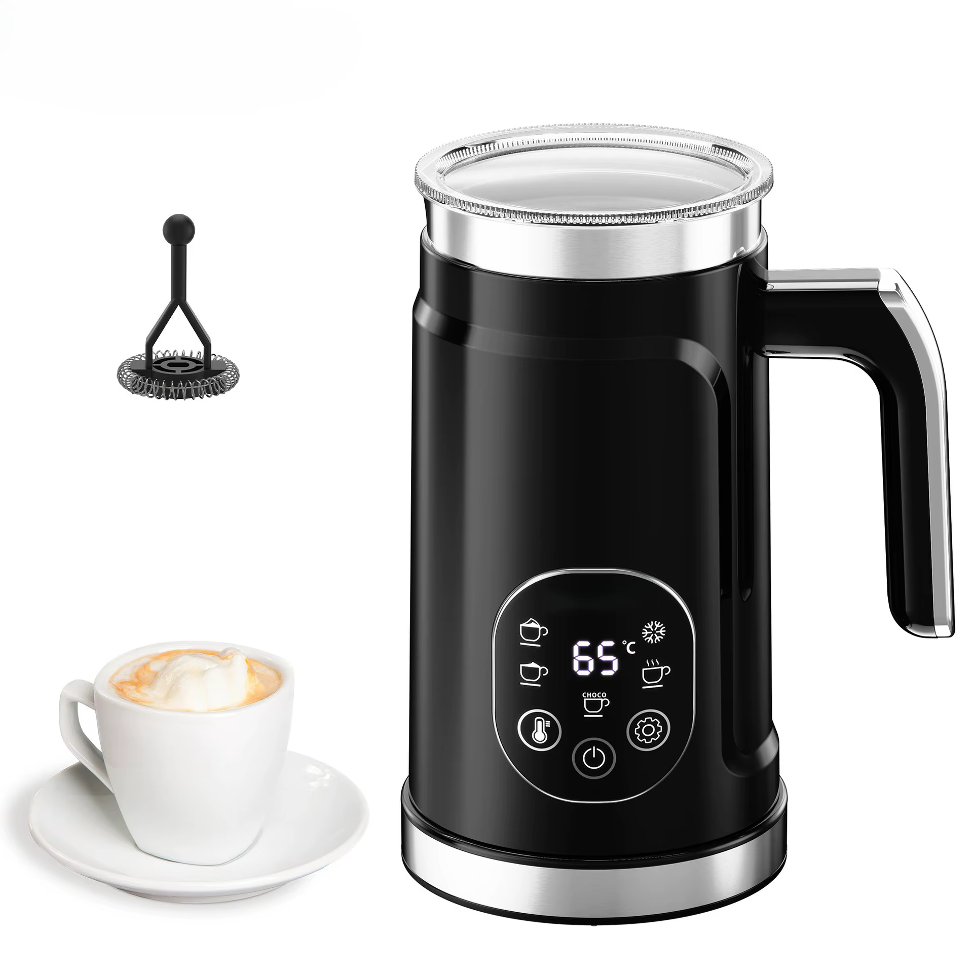 5-in-1 Electric Milk Frother - Automatic Coffee Foamer with Touch Screen