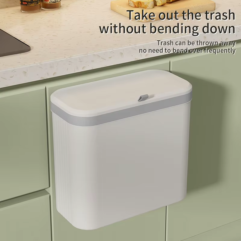 14L Eco-Friendly Wall-Mounted Trash Can with Hand-Operated Lid