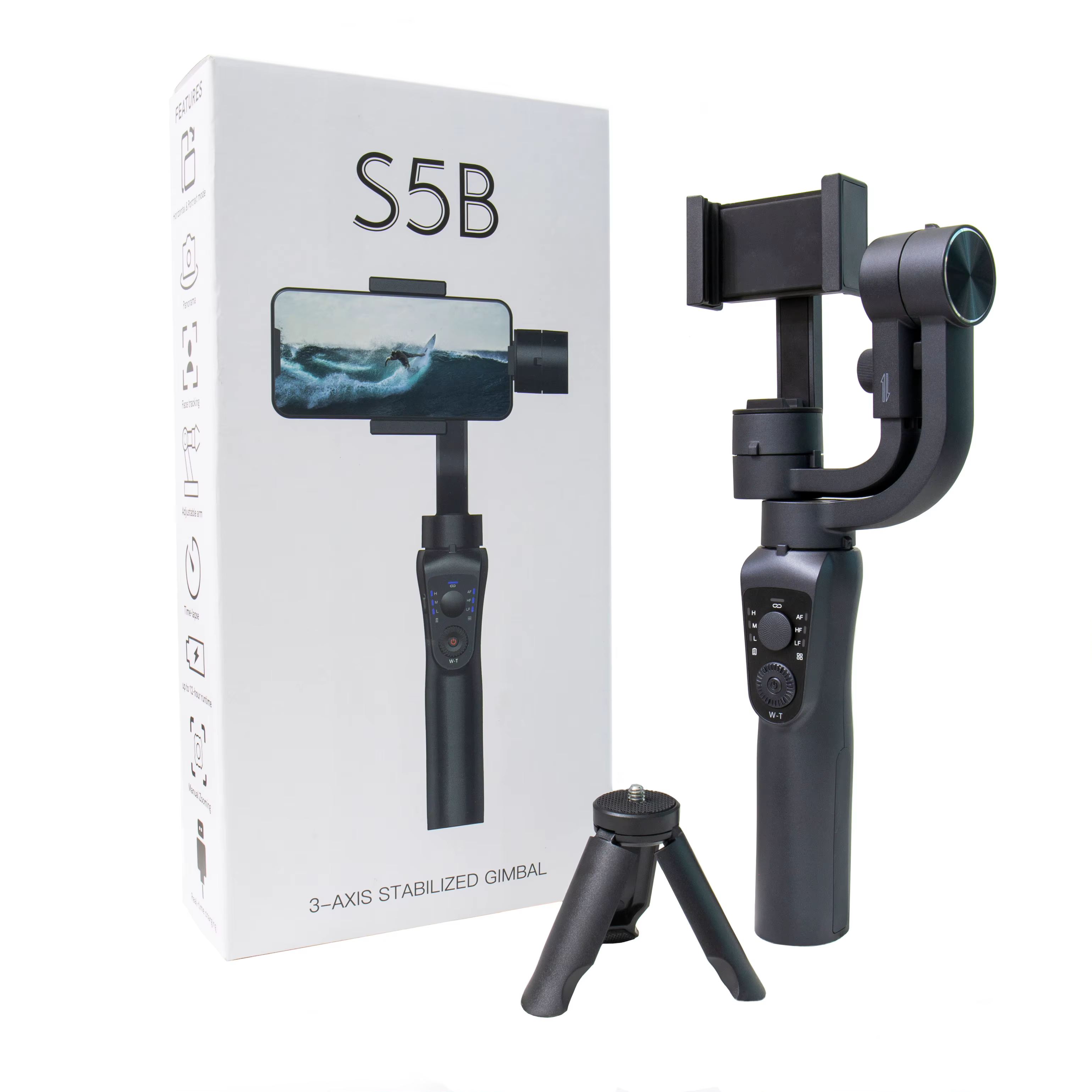 OEM S5B 3-in-1 Phone Stabilizer Gimbal - Black