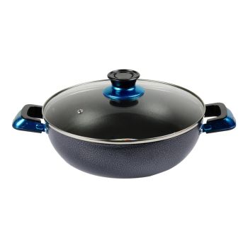 Kawashi 24cm Non-Stick Wok Pan with Glass Lid | Compact and Versatile Pan for Stir-Fry, Sauté, and Everyday Cooking | Durable Aluminum Body