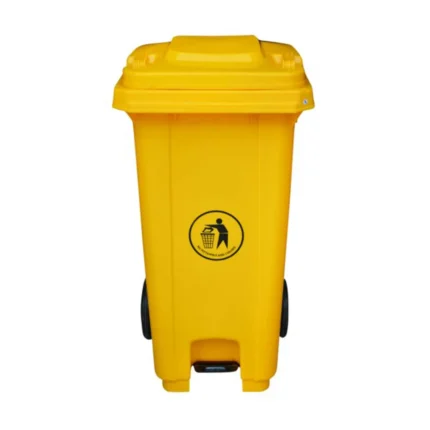 240L Garbage Bin with Pedal, Wheel & Single Door – Yellow | Heavy-Duty Outdoor Waste Bin