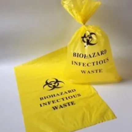 Biohazard Bag Yellow Printed 50cm x 60cm – Medical Waste Disposal Bag | Leak-Proof & Durable