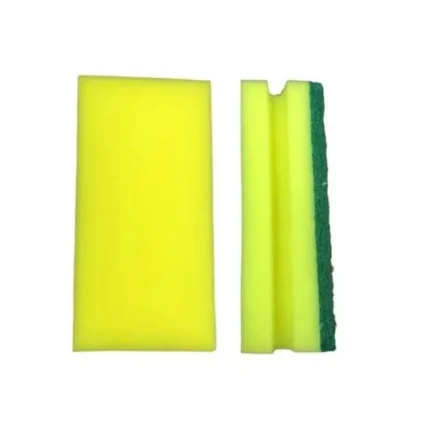 Heavy-Duty Yellow Green Cleaning Sponge – 15×8×5cm | Dual-Layer Scrub Sponge