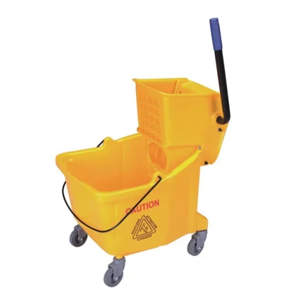 Single Bucket Trolley – 32 Litre – Yellow | Durable Mop Bucket with Wringer