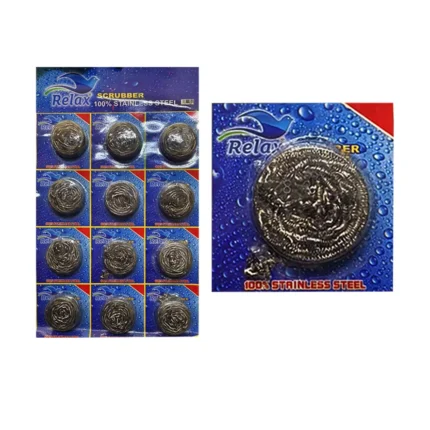 STAINLESS STEEL SCRUBBER RELAX (12pcs) 1card