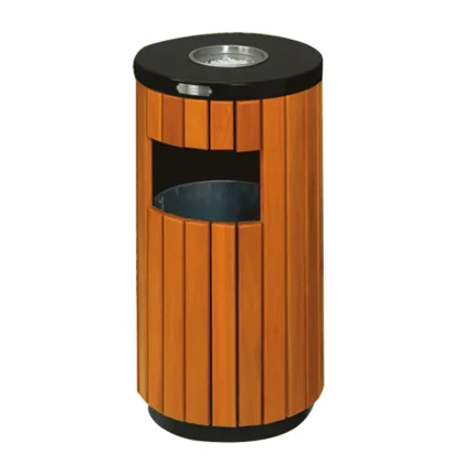 Wooden Ashtray Bin – Elegant Waste Bin with Built-in Ashtray for Indoor & Outdoor Us