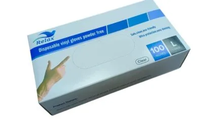 Relax Vinyl Gloves Powder Free – Large | 100 Pcs Box