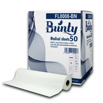 BUNTY Medical Couch Roll 50cm x 50m – Glue Laminated, Micro-Embossed, Perforated (9 Rolls)