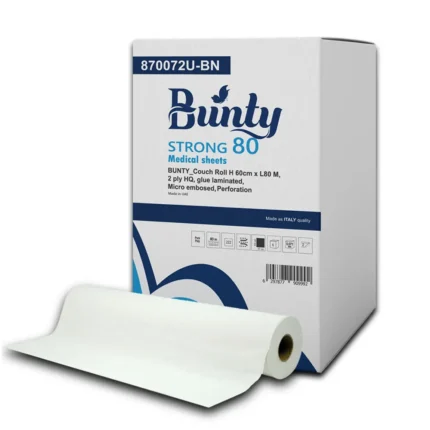 BUNTY Medical Couch Roll 60cm x 80m – Glue Laminated, Micro-Embossed, Perforated (6 Rolls)