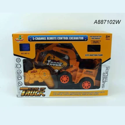 5-Channel Remote Control Excavator Toy – RC Construction Vehicle with Lights & Sound for Kids