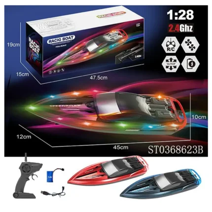 High-Speed Remote Control Racing Boat Toy – Waterproof, Rechargeable, 2.4GHz RC Speedboat for Kids & Adults