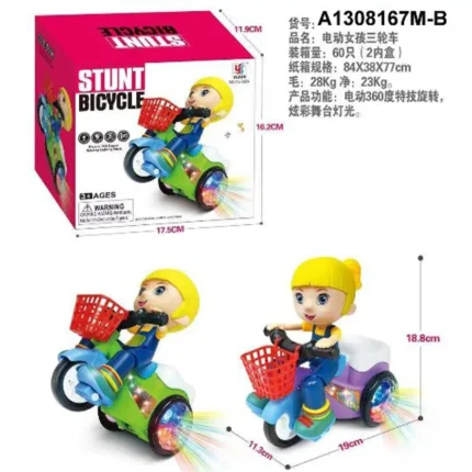 Stunt Bicycle Toy – 360° Rotating Bike with Lights & Music