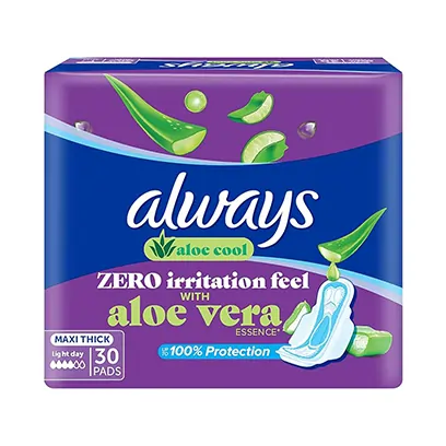 Always Aloe Cool Wings Violet 30pcs – Soothing Aloe Pads with Wings for All-Day Freshness
