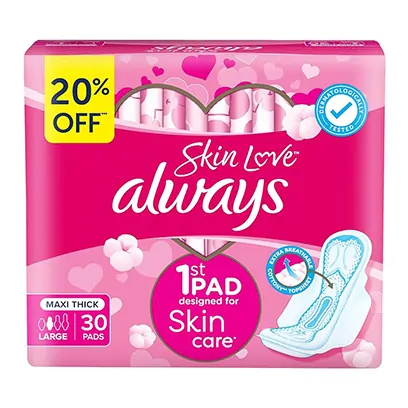 Always Skin Love Pink 30pcs – Ultra-Soft Sanitary Pads for Sensitive Skin