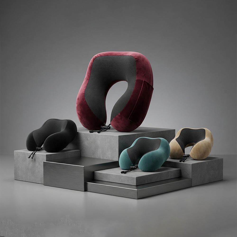 Ariika- High Neck Velveteen Memory Foam Travel Pillow.