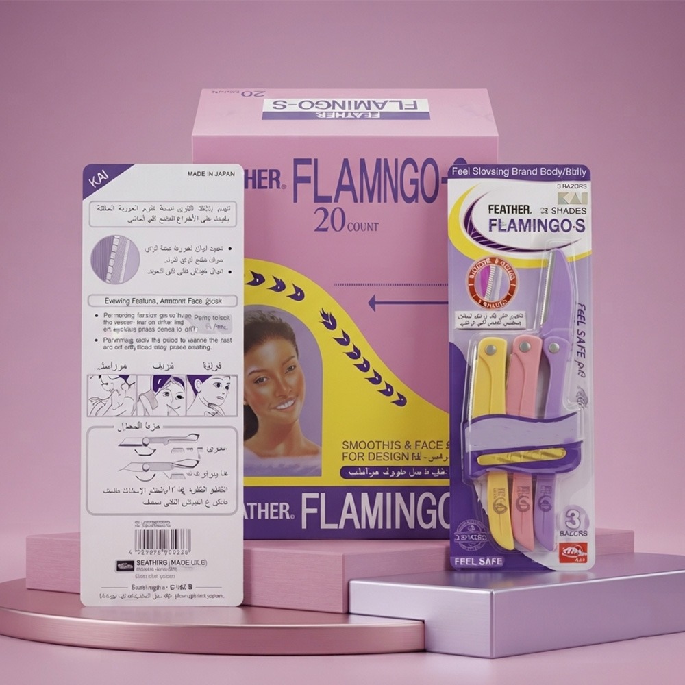 Feather Flamingo-S Eyebrow & Facial Razor ( 20 Pack )