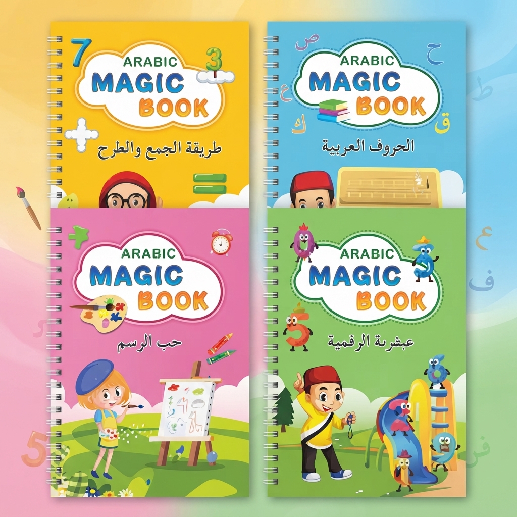 Arabic Magic Practice Practice Copybook Set with Auto-Fading Pen