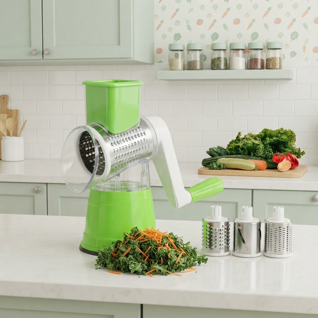 Multifunction Rotary Drum Vegetable Cutter & Grater