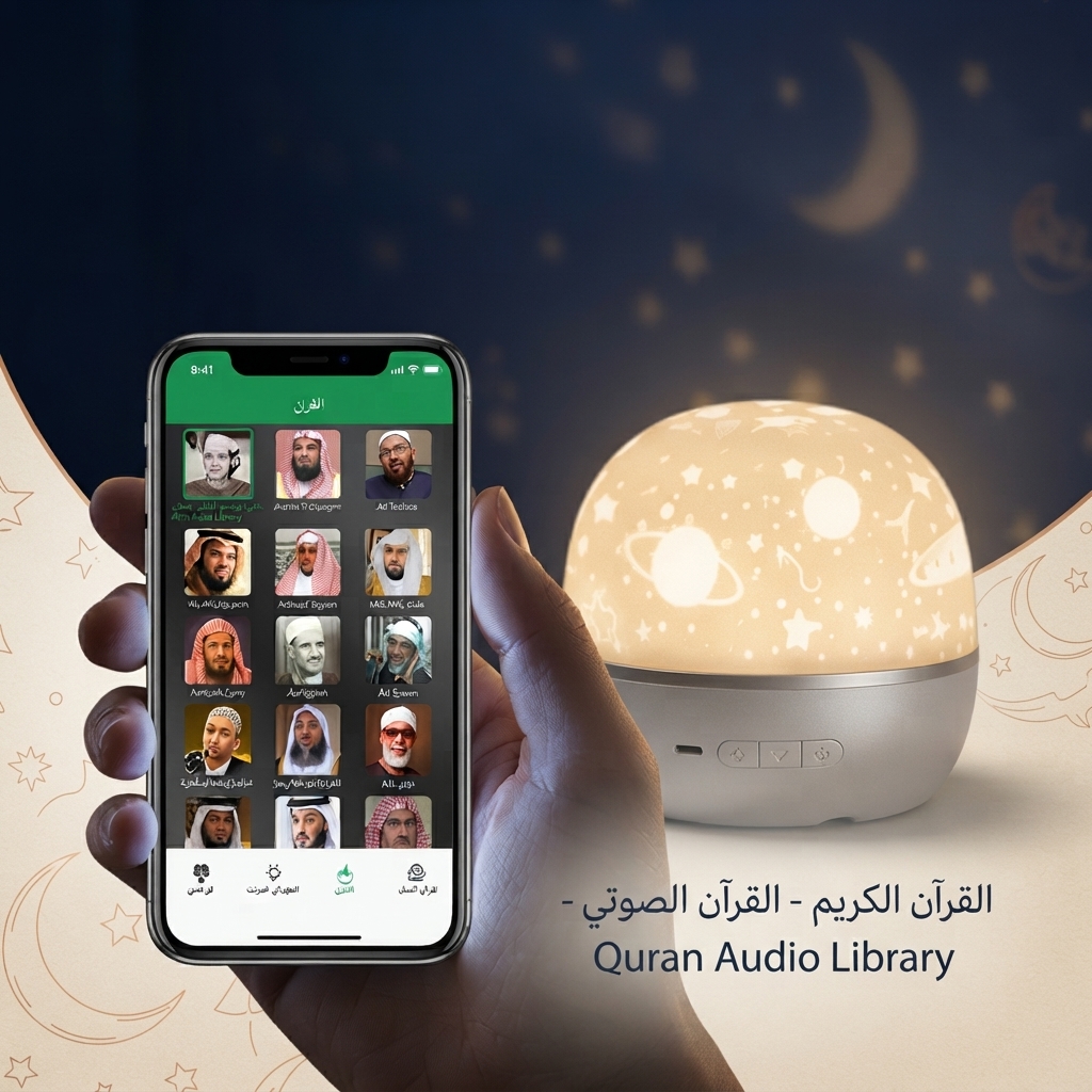 Rotating Quran Speaker with Projector and Night Light