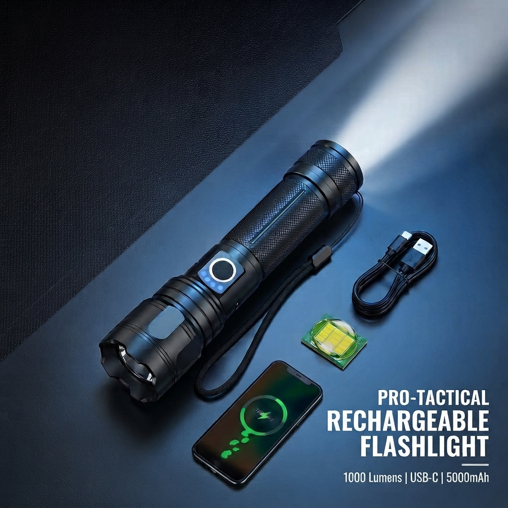 Rechargeable Zoomable LED Flashlight