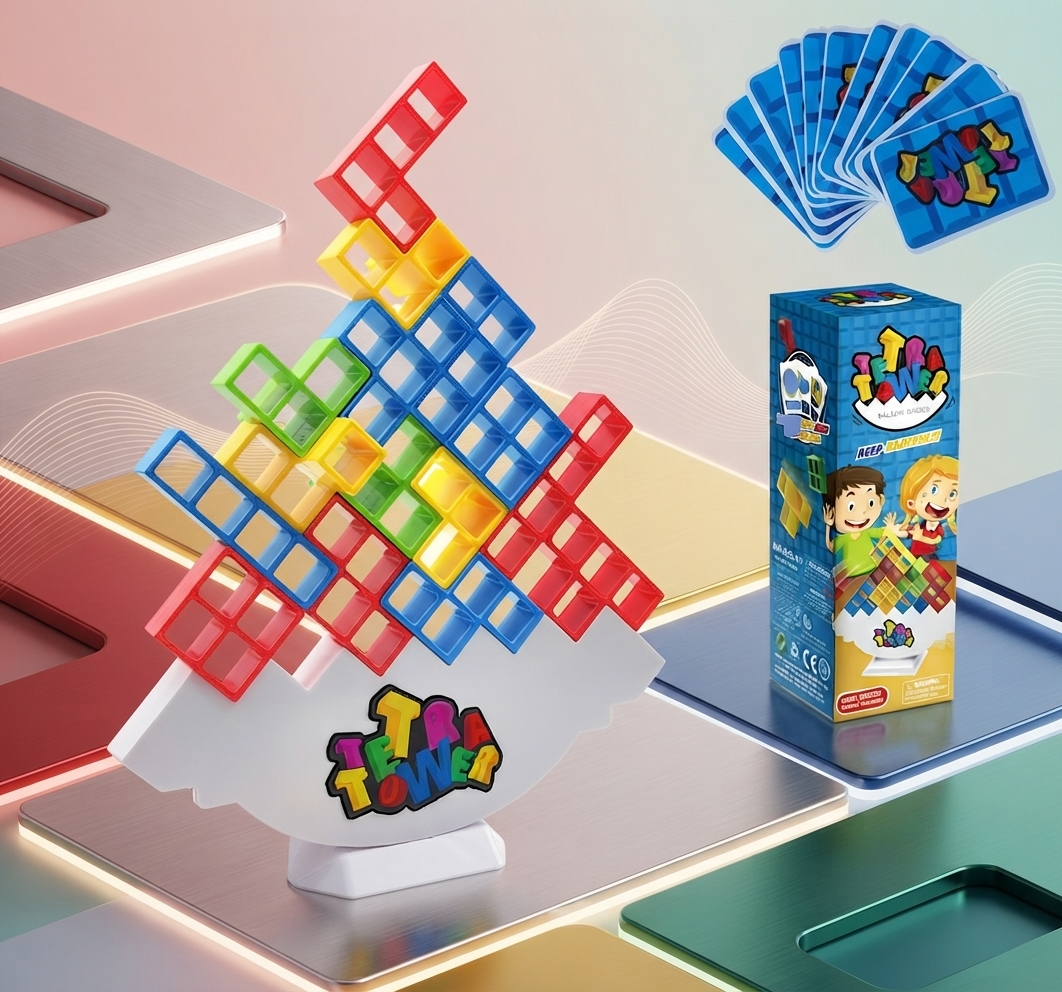 Colorful Tetris Balance Block Tower Game