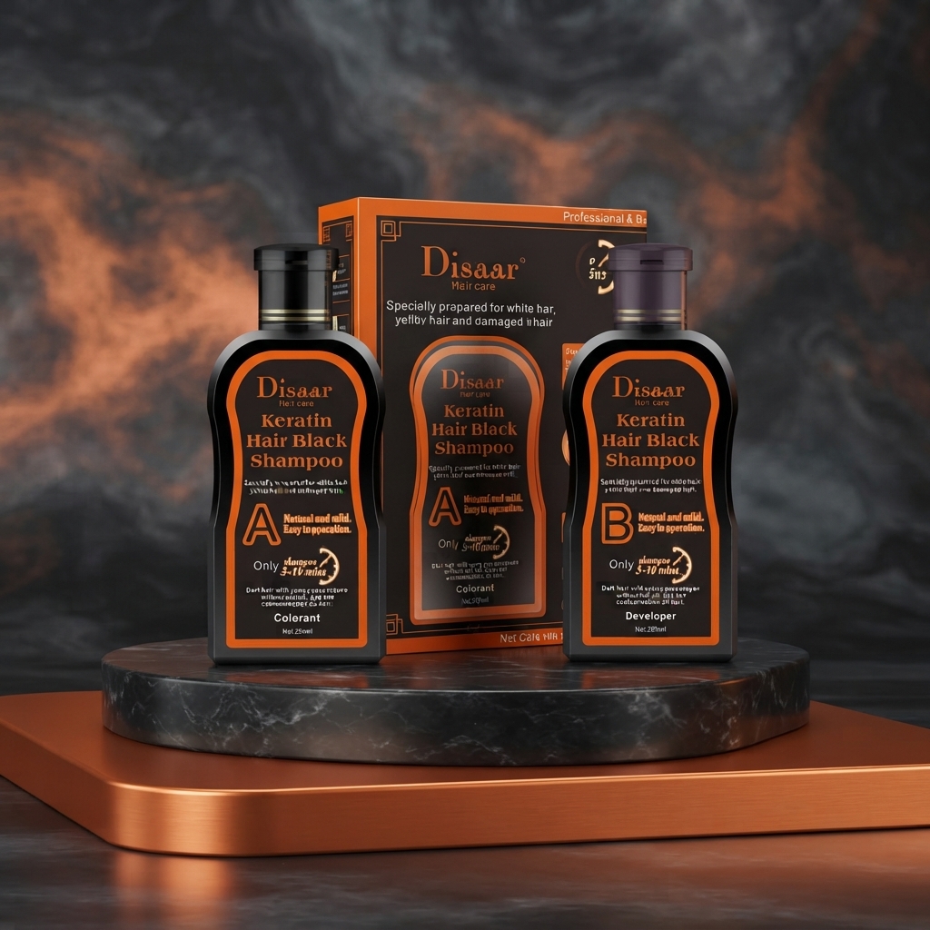 Black Hair Dye Shampoo with Keratin