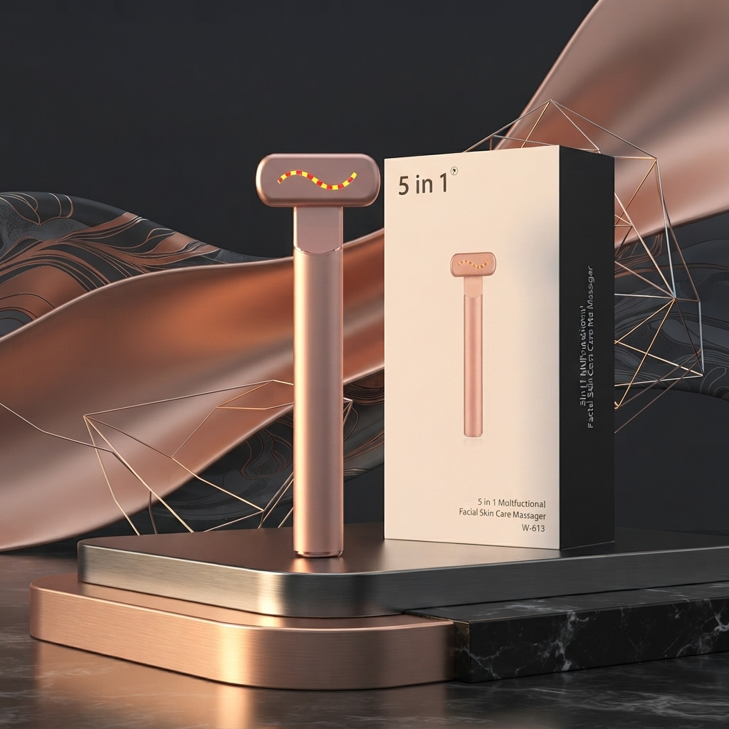 Microcurrent Facial Device with Red Light Therapy & Eye Massage Wand