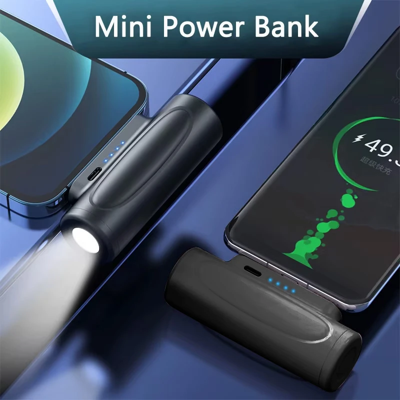 Mini Plug-in Power Bank with LED Flashlight